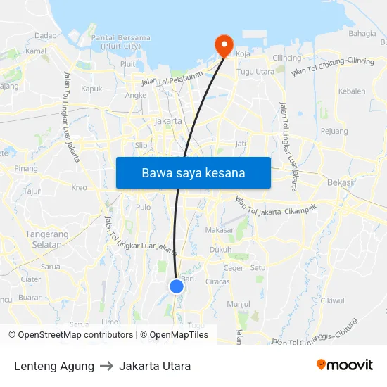Lenteng Agung to Jakarta Utara map
