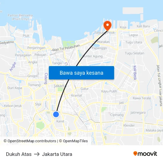 Dukuh Atas to Jakarta Utara map