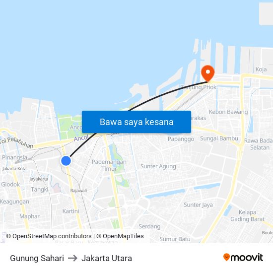 Gunung Sahari to Jakarta Utara map