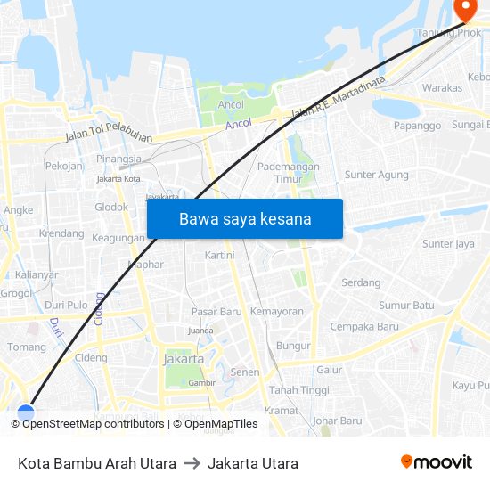 Kota Bambu Arah Utara to Jakarta Utara map