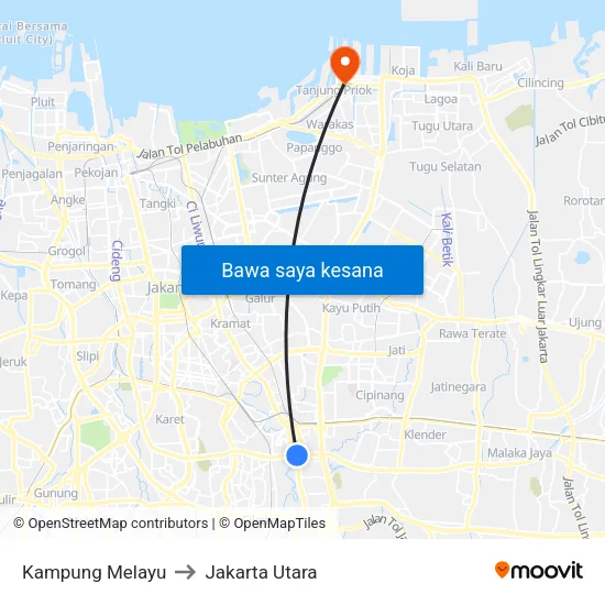 Kampung Melayu to Jakarta Utara map