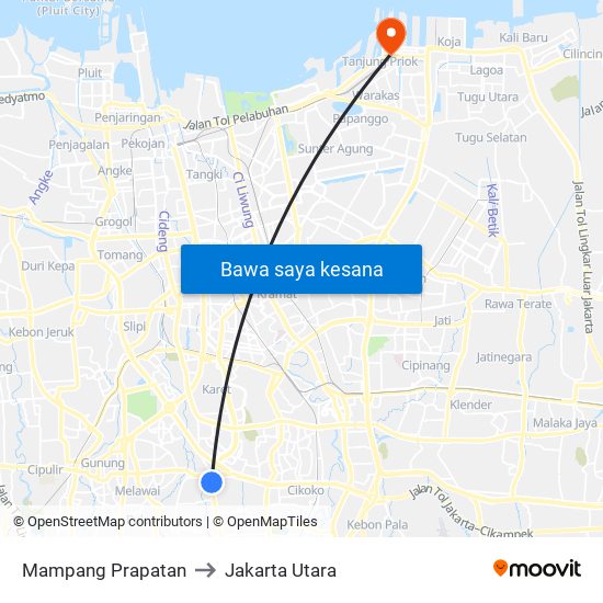 Mampang Prapatan to Jakarta Utara map
