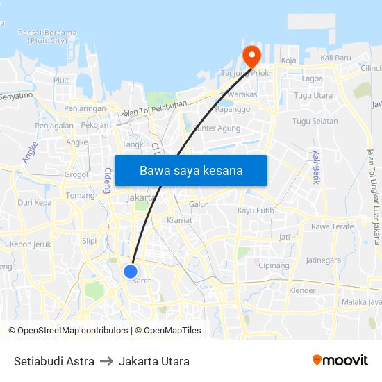 Setiabudi Astra to Jakarta Utara map