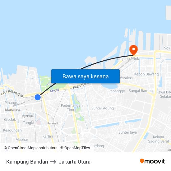 Kampung Bandan to Jakarta Utara map