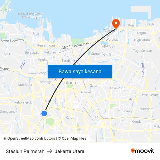 Stasiun Palmerah to Jakarta Utara map