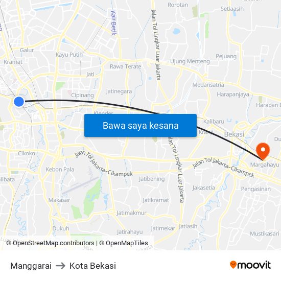 Manggarai to Kota Bekasi map