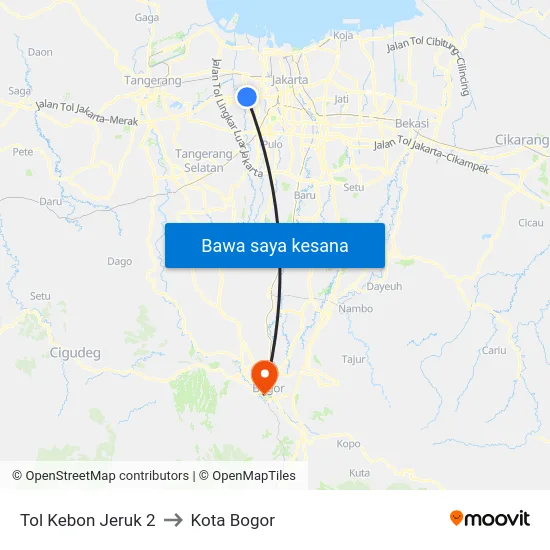 Tol Kebon Jeruk 2 to Kota Bogor map