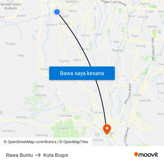 Rawa Buntu to Kota Bogor map