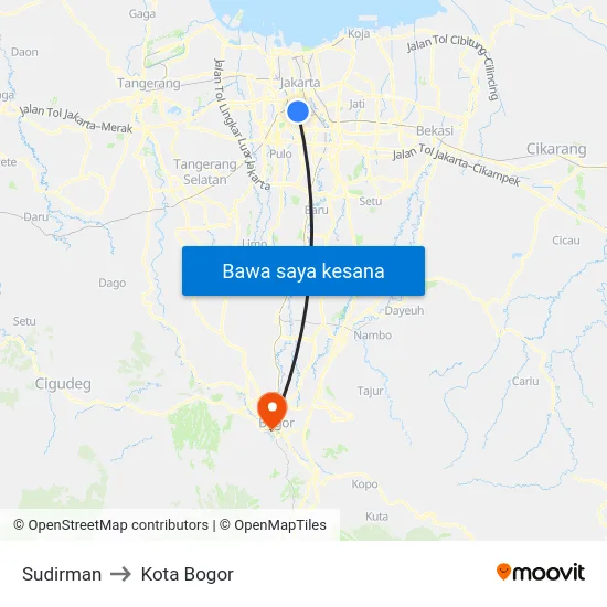 Sudirman to Kota Bogor map