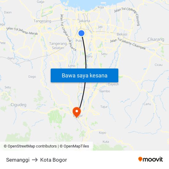 Semanggi to Kota Bogor map