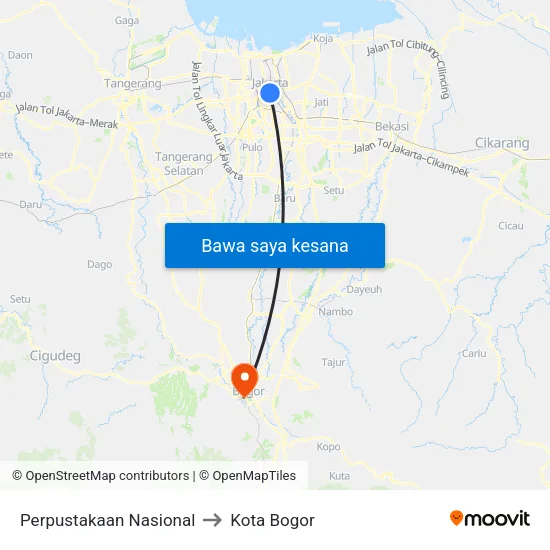 Perpustakaan Nasional to Kota Bogor map