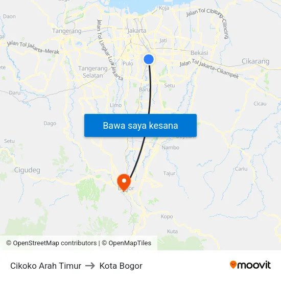 Cikoko Arah Timur to Kota Bogor map