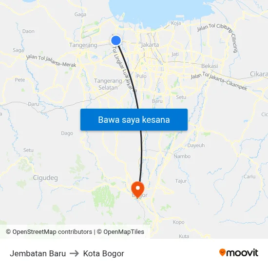 Jembatan Baru to Kota Bogor map