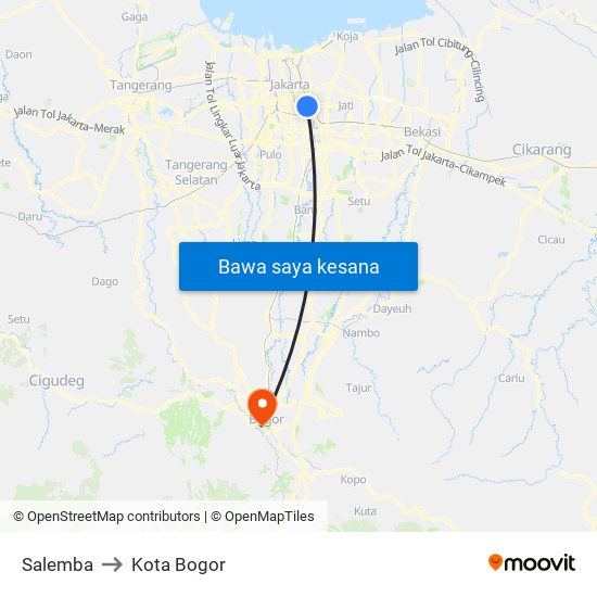 Salemba to Kota Bogor map