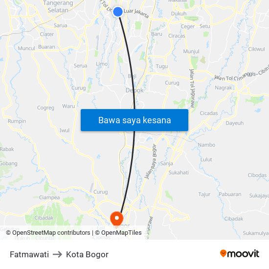 Fatmawati to Kota Bogor map