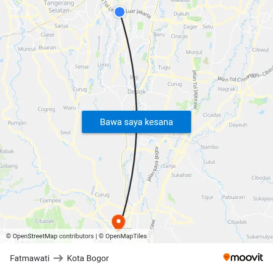 Fatmawati to Kota Bogor map