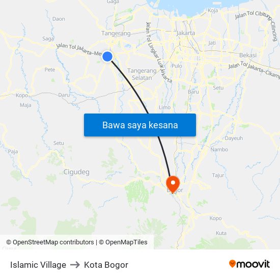 Islamic Village to Kota Bogor map