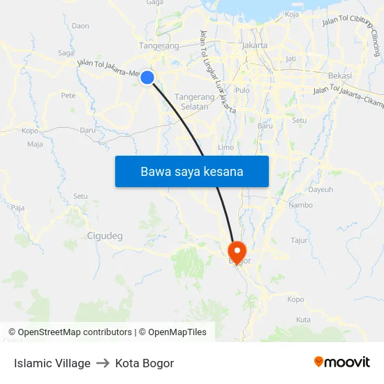 Islamic Village to Kota Bogor map