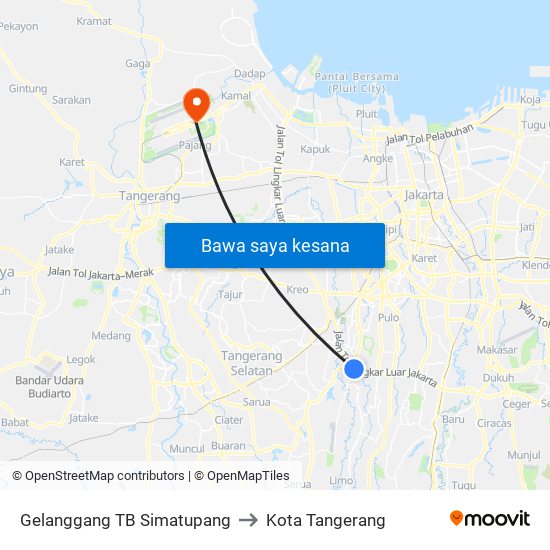 Gelanggang TB Simatupang to Kota Tangerang map