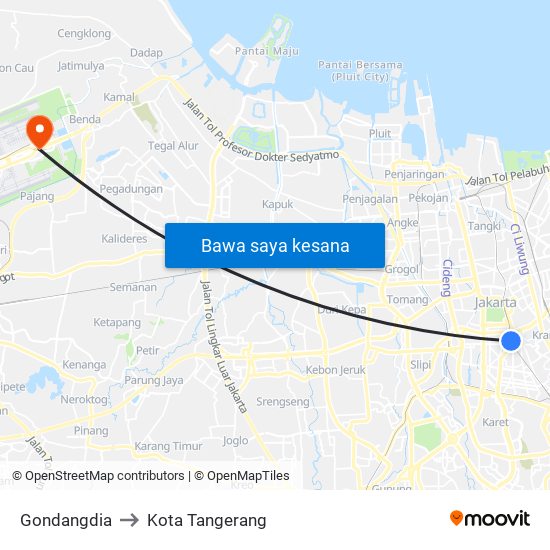 Gondangdia to Kota Tangerang map