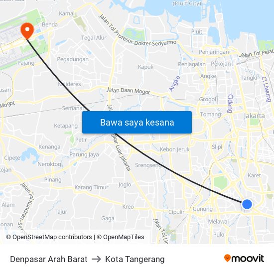 Denpasar Arah Barat to Kota Tangerang map