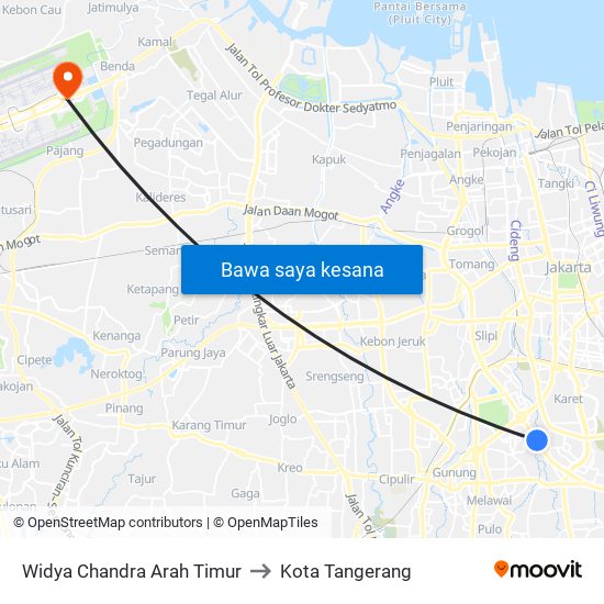 Widya Chandra Arah Timur to Kota Tangerang map