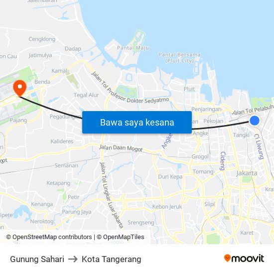 Gunung Sahari to Kota Tangerang map