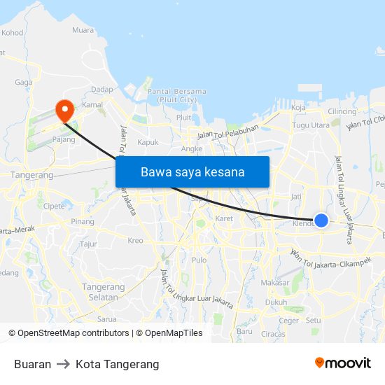 Buaran to Kota Tangerang map