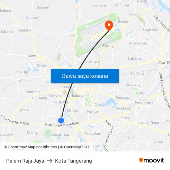 Palem Raja Jaya to Kota Tangerang map