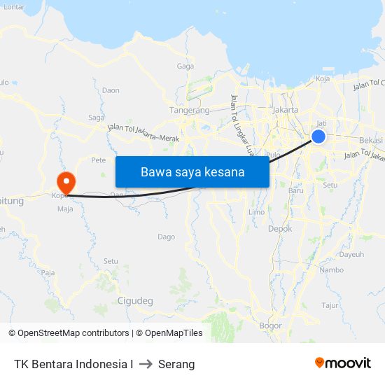 TK Bentara Indonesia I to Serang map
