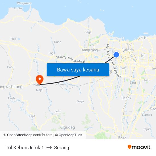 Tol Kebon Jeruk 1 to Serang map