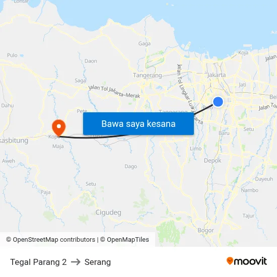 Tegal Parang 2 to Serang map