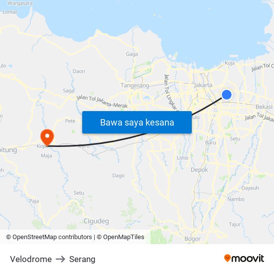 Velodrome to Serang map