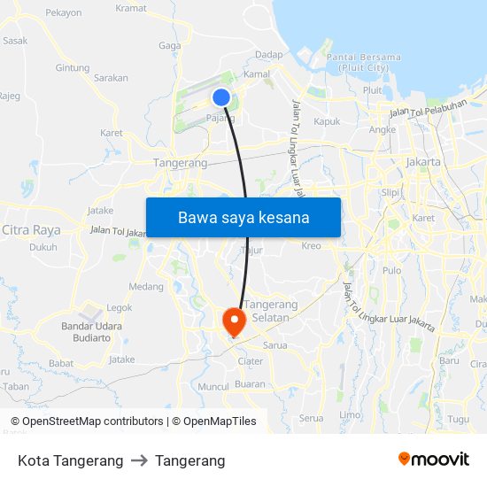 Kota Tangerang to Tangerang map