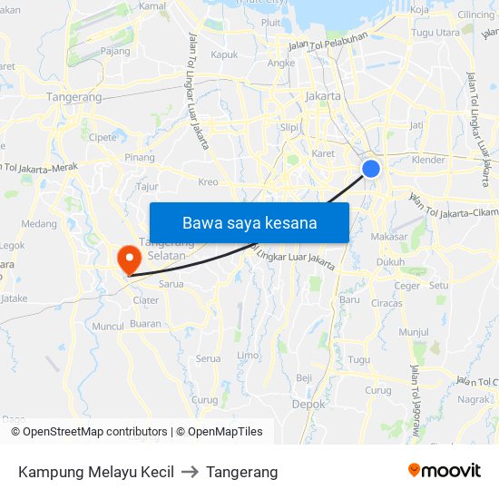 Kampung Melayu Kecil to Tangerang map