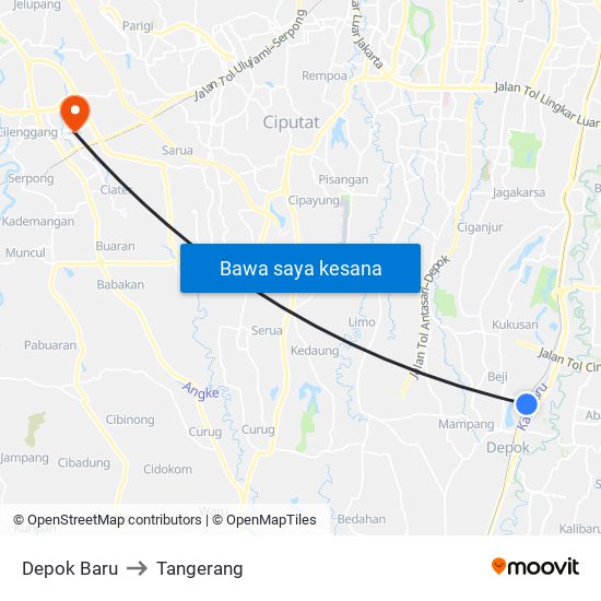 Depok Baru to Tangerang map
