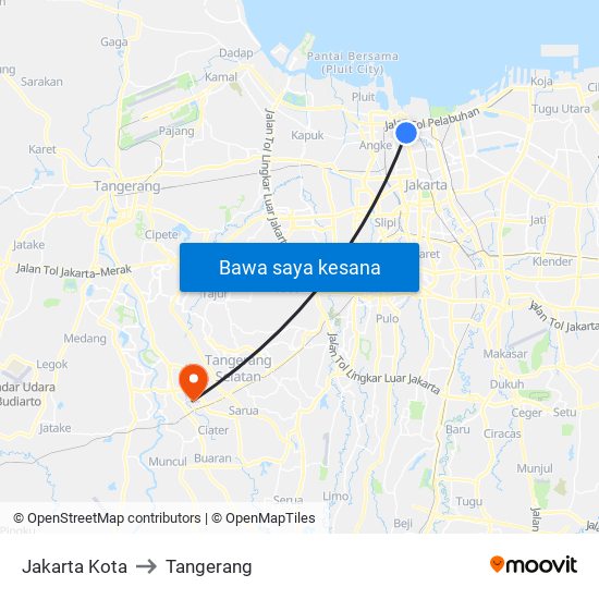 Jakarta Kota to Tangerang map