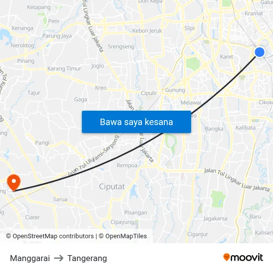 Manggarai to Tangerang map