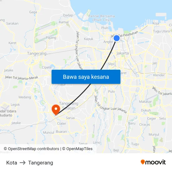 Kota to Tangerang map