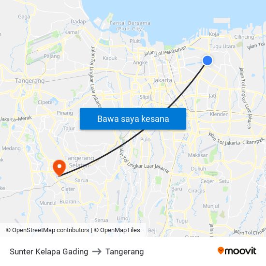 Sunter Kelapa Gading to Tangerang map