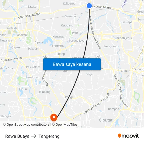 Rawa Buaya to Tangerang map