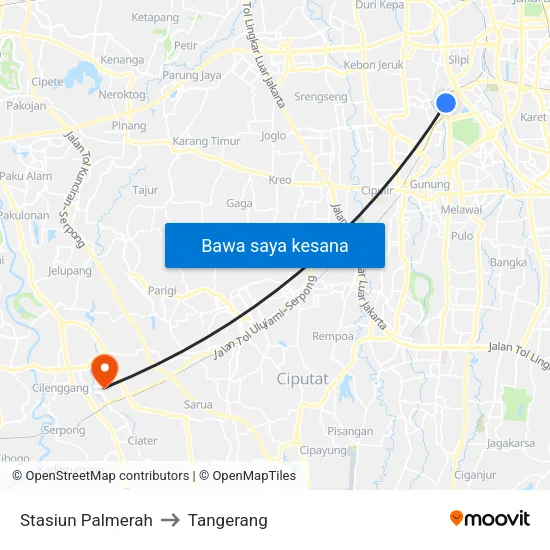 Stasiun Palmerah to Tangerang map
