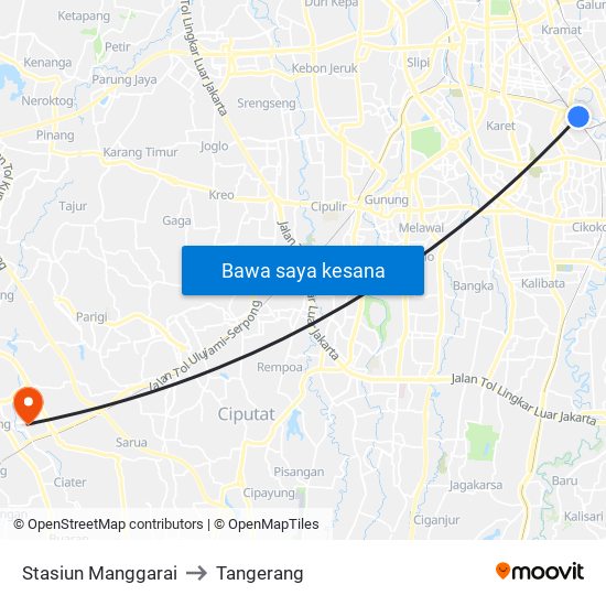 Stasiun Manggarai to Tangerang map