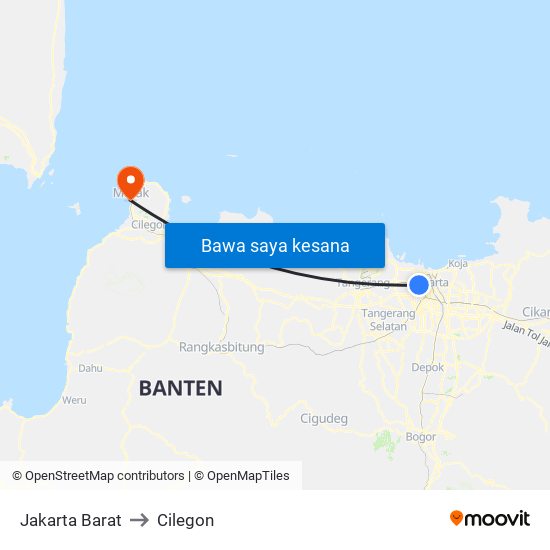 Jakarta Barat to Cilegon map