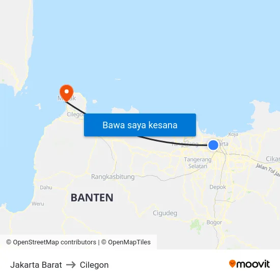 Jakarta Barat to Cilegon map