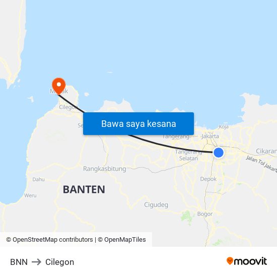 BNN to Cilegon map