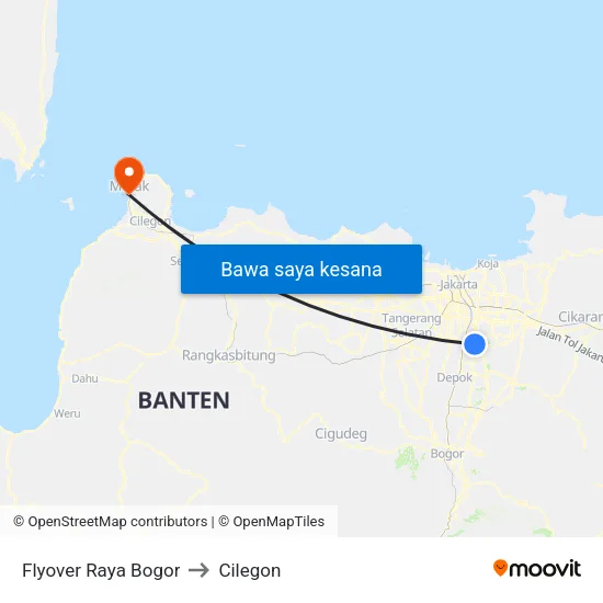 Flyover Raya Bogor to Cilegon map
