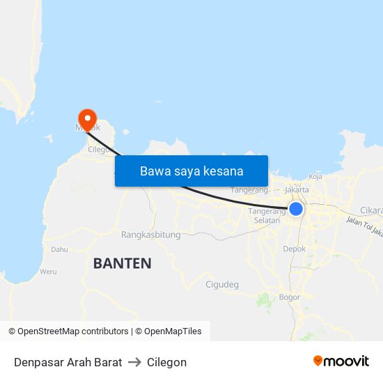 Denpasar Arah Barat to Cilegon map