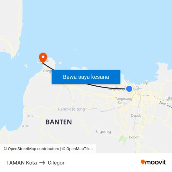 TAMAN Kota to Cilegon map
