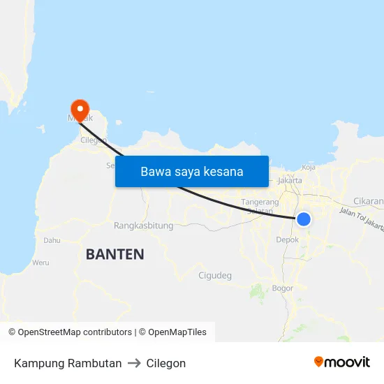 Kampung Rambutan to Cilegon map